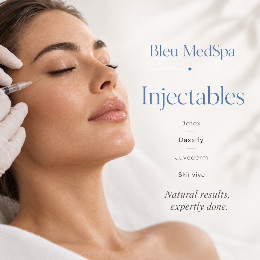 Injectable treatment results shared on Bleu MedSpa's Instagram